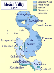 Lac Texcoco à l'arrivée des colons